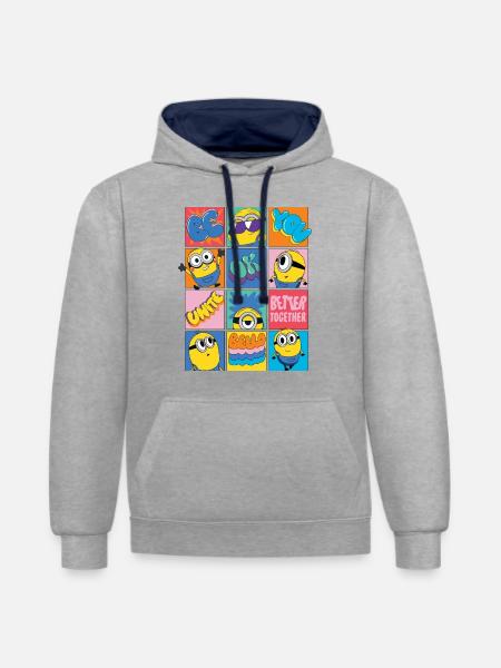 Minions Be You Positief En Lief Ontwerp - Contrast hoodie - grijs gemêleerd/navy