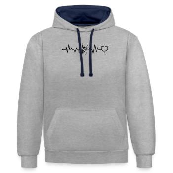 Judo Heartbeat Heart Judo Fighter - Contrast hoodie - heather grey/navy - Front - Liana (172cm) & Jaron (178cm)
