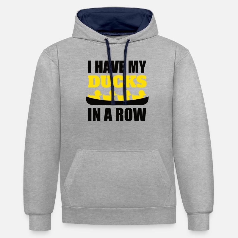 Équipe d’aviron Aviron drôle - Sweat à capuche contrasté - gris chiné/bleu marine