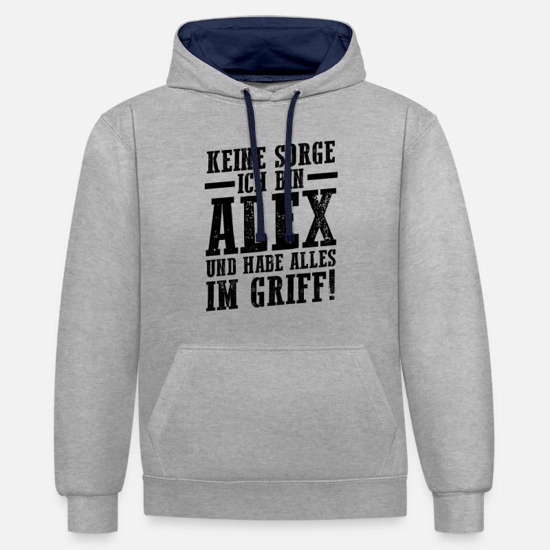 Alexander Alexandra Alexa Alex - Sweat à capuche contrasté - gris chiné/bleu marine
