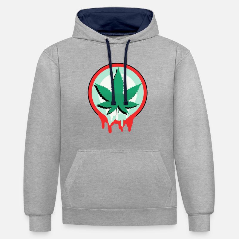 Cannabis - Sweat à capuche contrasté - gris chiné/bleu marine