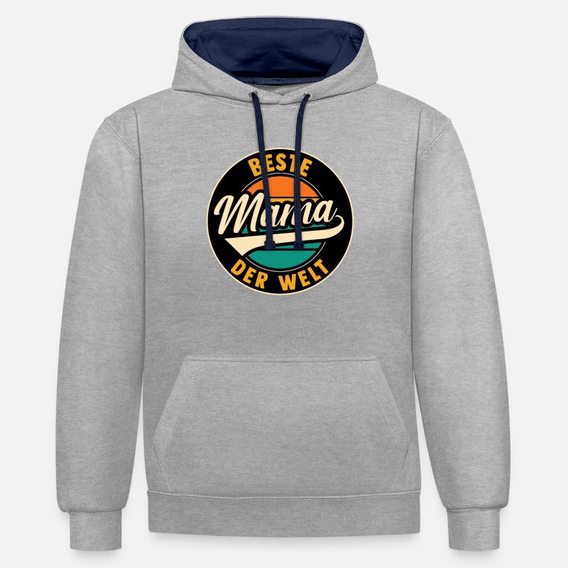 Meilleure maman du monde - Sweat à capuche contrasté - gris chiné/bleu marine