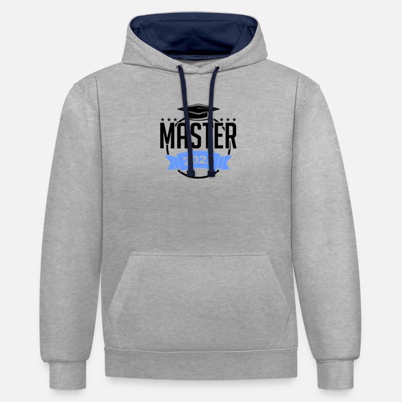 Master 2025 Diplôme de Master Graduation - Sweat à capuche contrasté - gris chiné/bleu marine