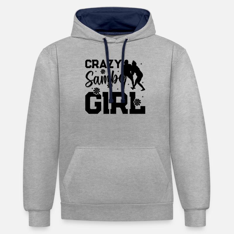 Fille Sambo Folle - Sweat à capuche contrasté - gris chiné/bleu marine