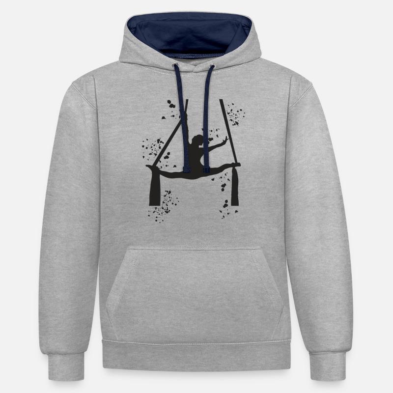 Panno Verticale Acrobazie Aeree Seta Aerea - Felpa con cappuccio in contrasto cromatico - grigio melange/navy