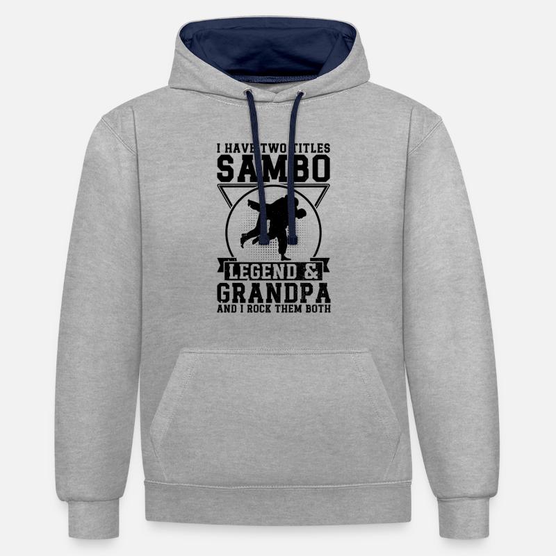 Sambo Grand-père Sambo Combattant - Sweat à capuche contrasté - gris chiné/bleu marine