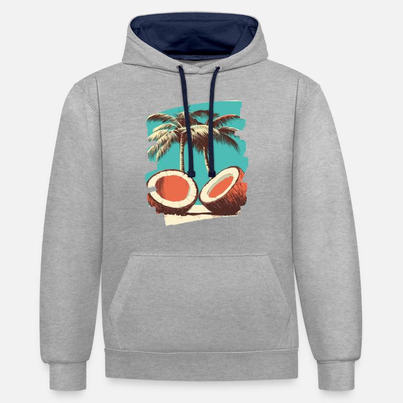 Kokosnuss Noix de - Sweat à capuche contrasté - gris chiné/bleu marine