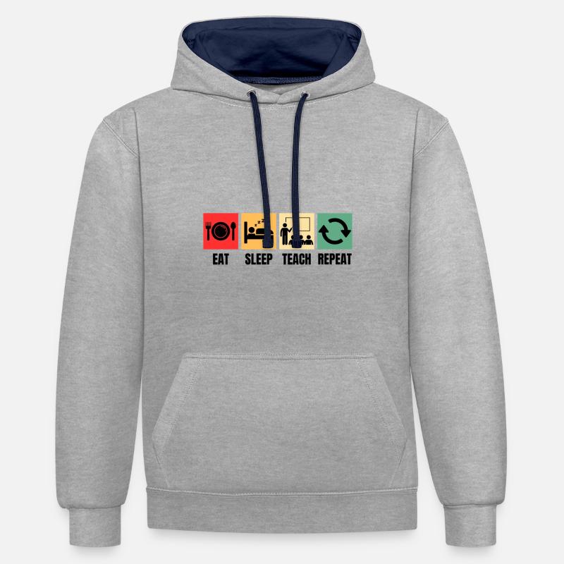 Enseignant Passion Professeur Humour - Sweat à capuche contrasté - gris chiné/bleu marine