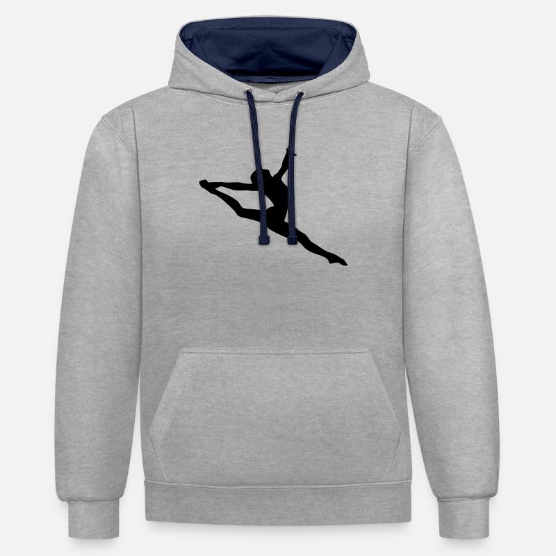 Ginnastica artistica - Felpa con cappuccio in contrasto cromatico - grigio melange/navy
