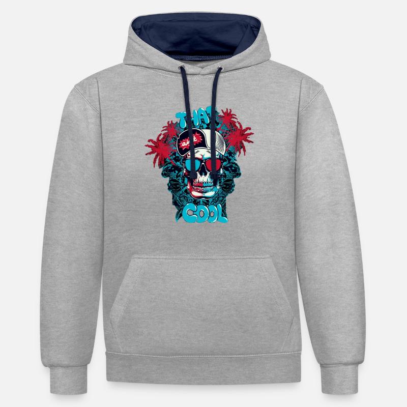 C'est cool - Sweat à capuche contrasté - gris chiné/bleu marine