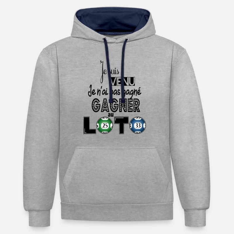 LOTO - Sweat à capuche contrasté - gris chiné/bleu marine