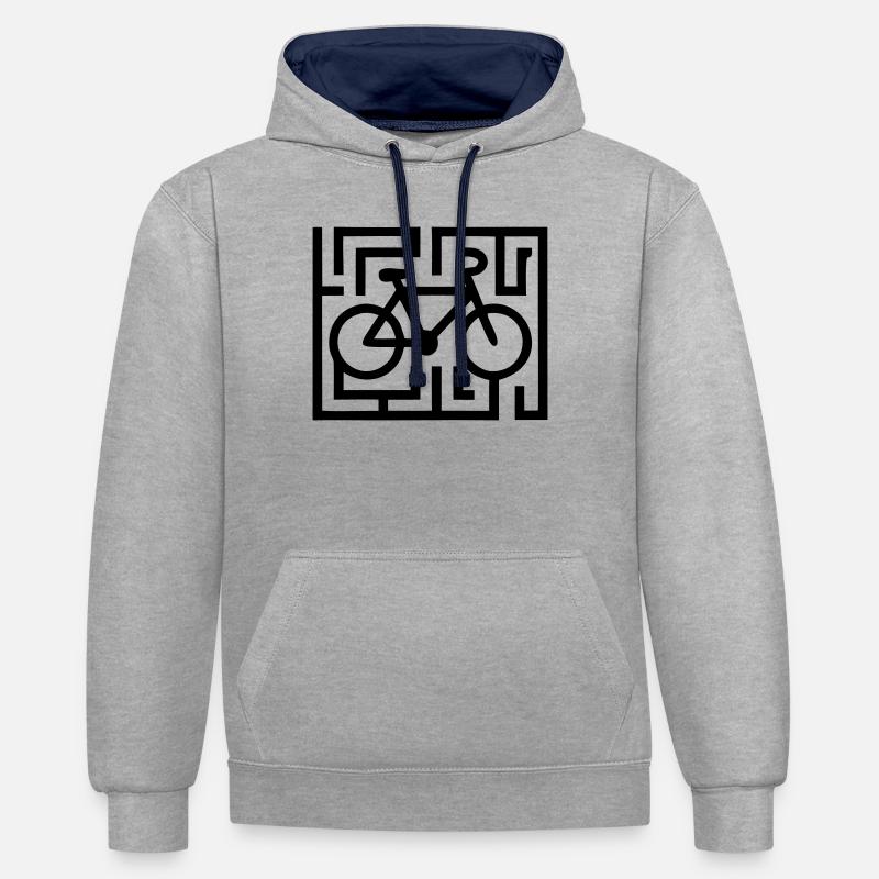 Puzzles difficiles dans le labyrinthe vélo - Sweat à capuche contrasté - gris chiné/bleu marine