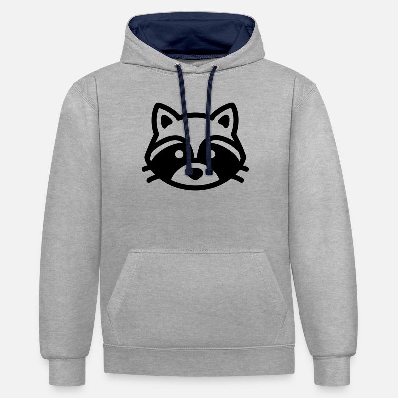 raton laveur - Sweat à capuche contrasté - gris chiné/bleu marine