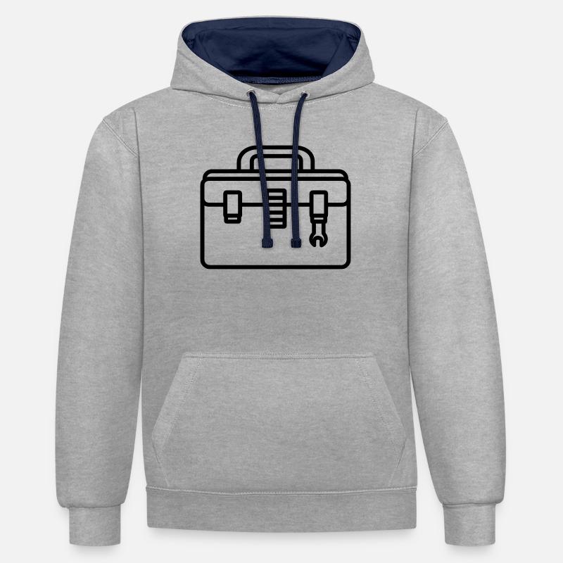 boîte à outils - Sweat à capuche contrasté - gris chiné/bleu marine