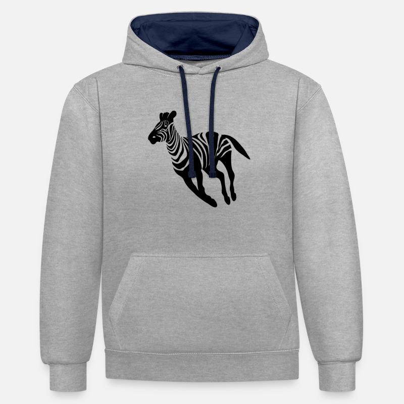 Zebra - Sweat à capuche contrasté - gris chiné/bleu marine
