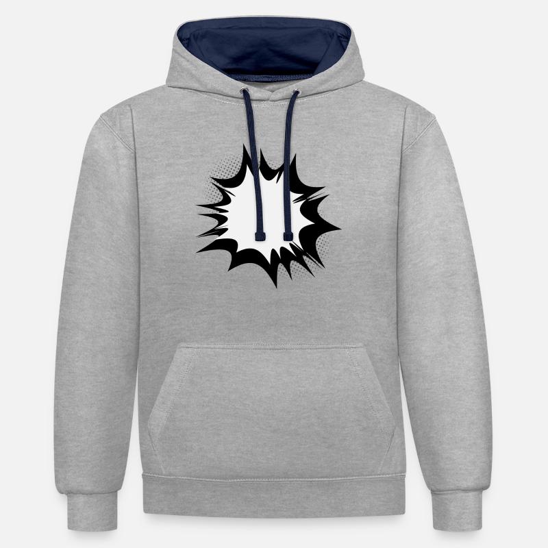 Speech comic bulle explosion - Sweat à capuche contrasté - gris chiné/bleu marine