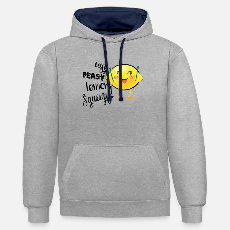 Facile Peasy Lemon Squeezy - Sweat à capuche contrasté - gris chiné/bleu marine