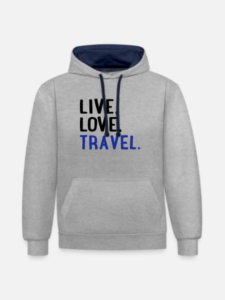 reisen - Kontrast-Hoodie - Grau meliert/Navy