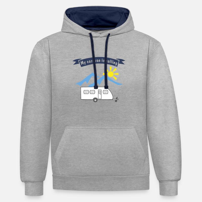 caravan is calling - Contrast hoodie - heather grey/navy