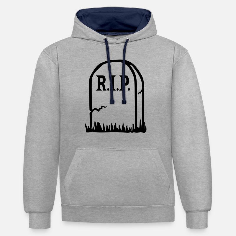 RIP - Mort - Sweat à capuche contrasté - gris chiné/bleu marine