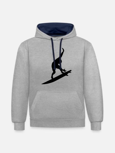 Surfing male de - Kontrast-Hoodie - Grau meliert/Navy