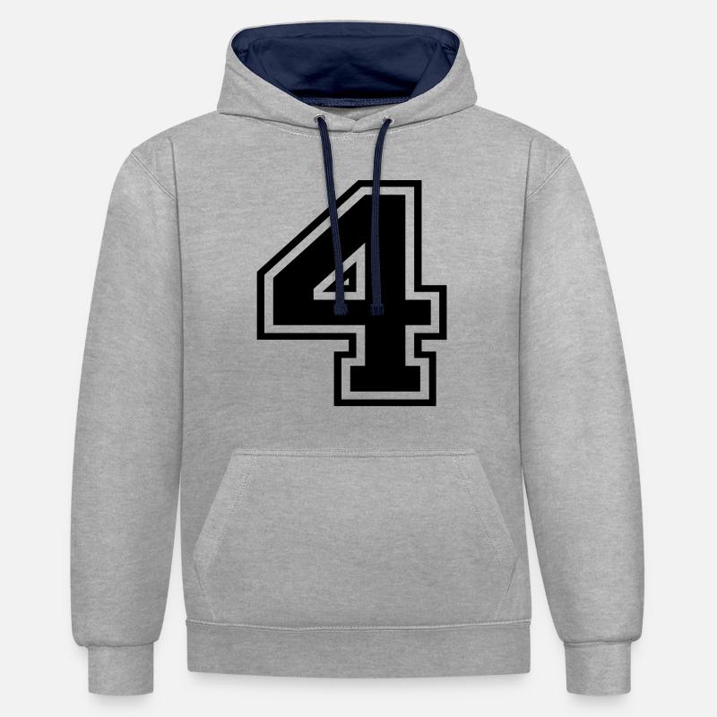 4 - Sweat à capuche contrasté - gris chiné/bleu marine