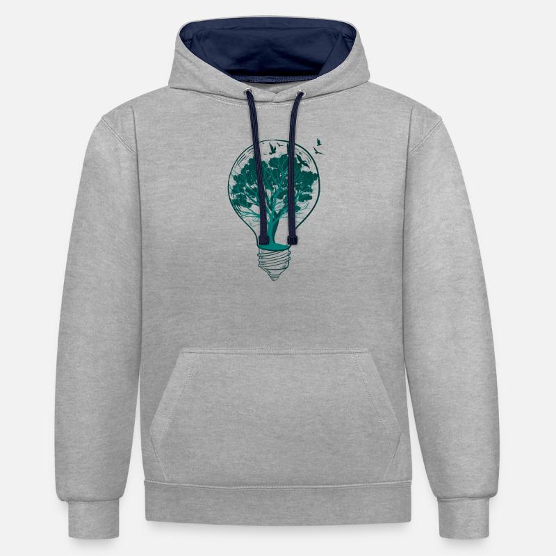 Arbre nature de l'ampoule - Sweat à capuche contrasté - gris chiné/bleu marine