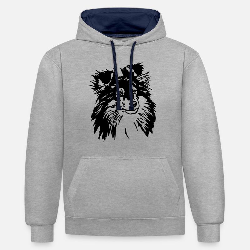 3 Sheltie - Sweat à capuche contrasté - gris chiné/bleu marine