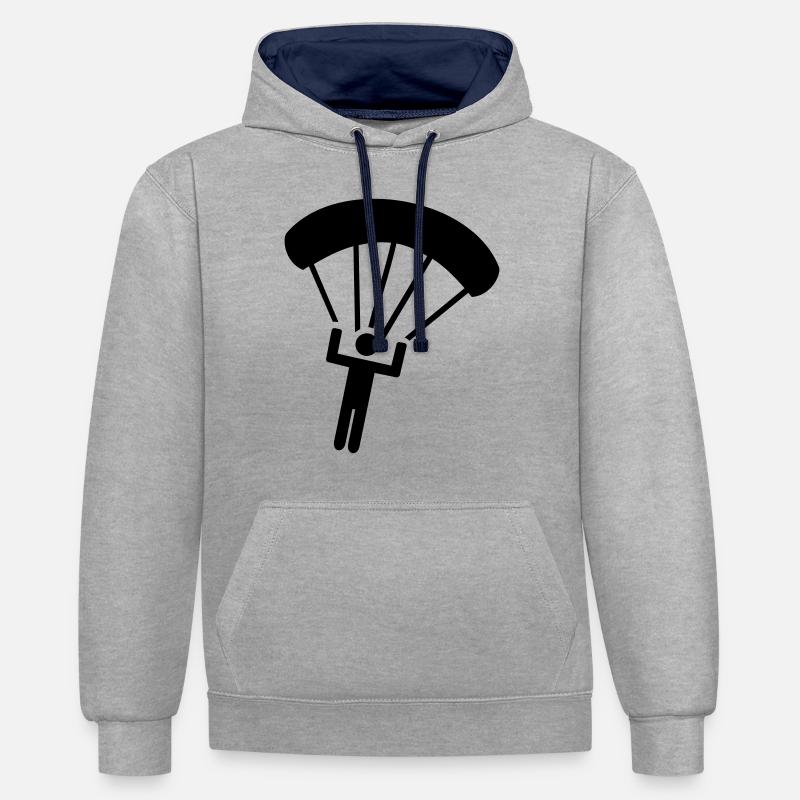 Parachutisme - Sweat à capuche contrasté - gris chiné/bleu marine