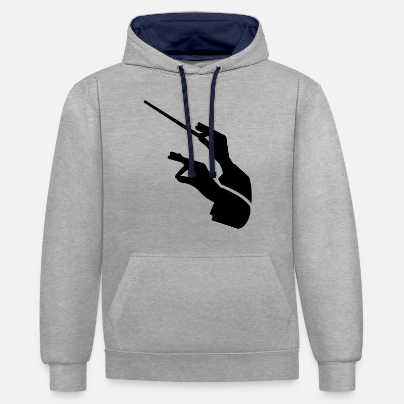 Chef d'orchestre - Sweat à capuche contrasté - gris chiné/bleu marine