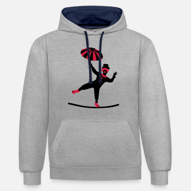 Cirque - Sweat à capuche contrasté - gris chiné/bleu marine