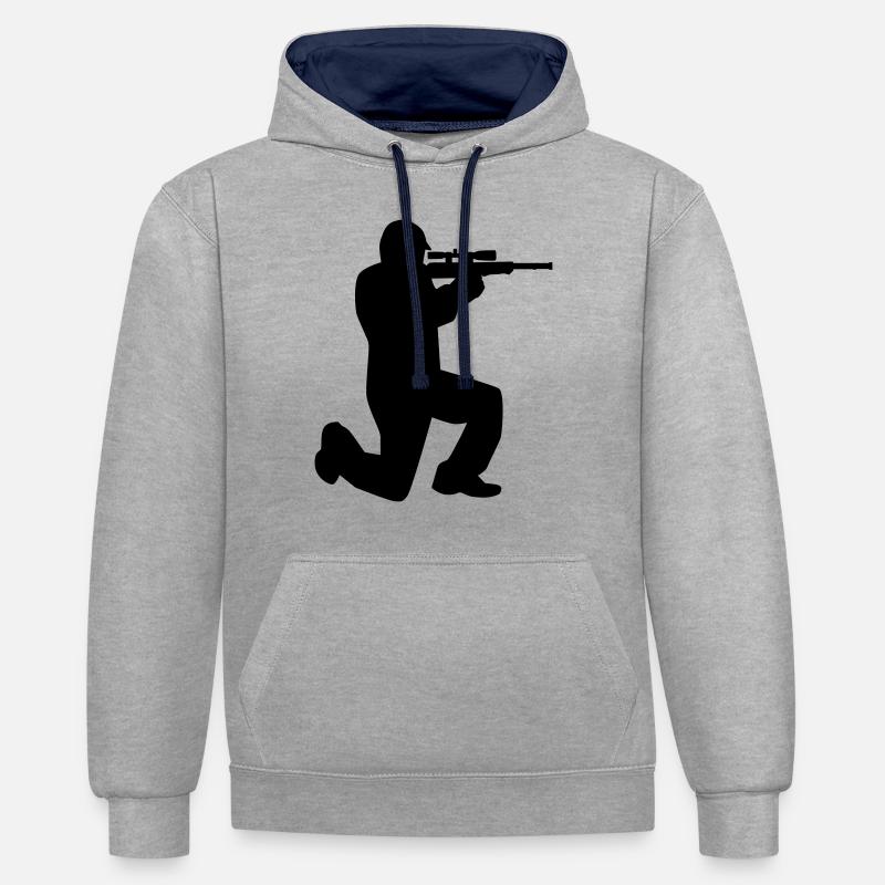 Airsoft - Sweat à capuche contrasté - gris chiné/bleu marine
