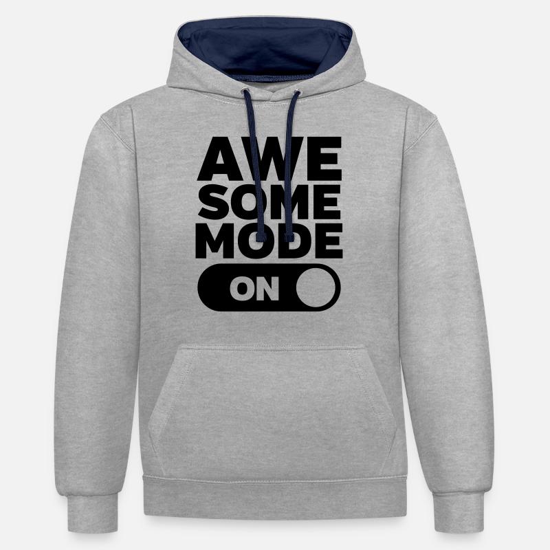 Awesome Mode (On) - Sweat à capuche contrasté - gris chiné/bleu marine