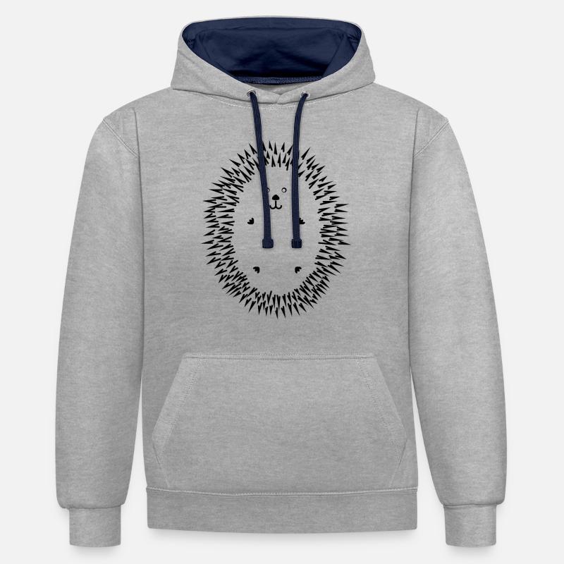 hérisson - Sweat à capuche contrasté - gris chiné/bleu marine