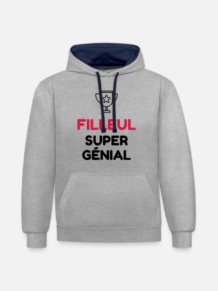 Filleul / Filleule / Parrain / Marraine / Bébé - Contrast hoodie - heather grey/navy