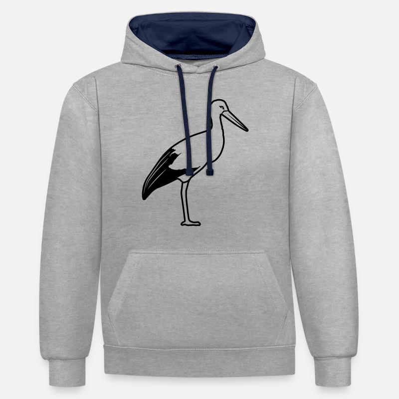 stands de cigogne - Sweat à capuche contrasté - gris chiné/bleu marine