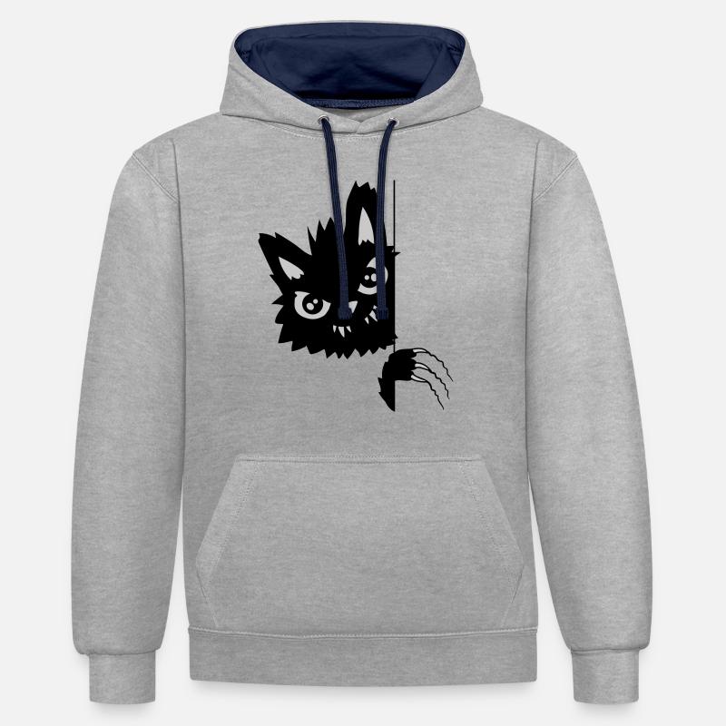 Evil Cat Scratches - Contrast hoodie - heather grey/navy