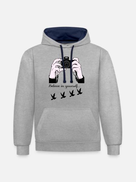 Photographer for passion - Contrast hoodie - heather grey/navy