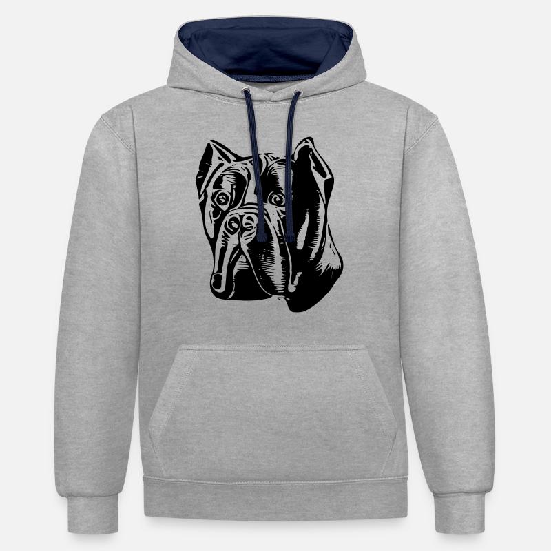 Cane corso - Sweat à capuche contrasté - gris chiné/bleu marine