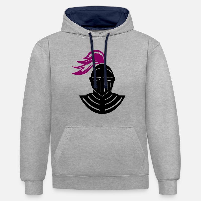 chevalier - Sweat à capuche contrasté - gris chiné/bleu marine