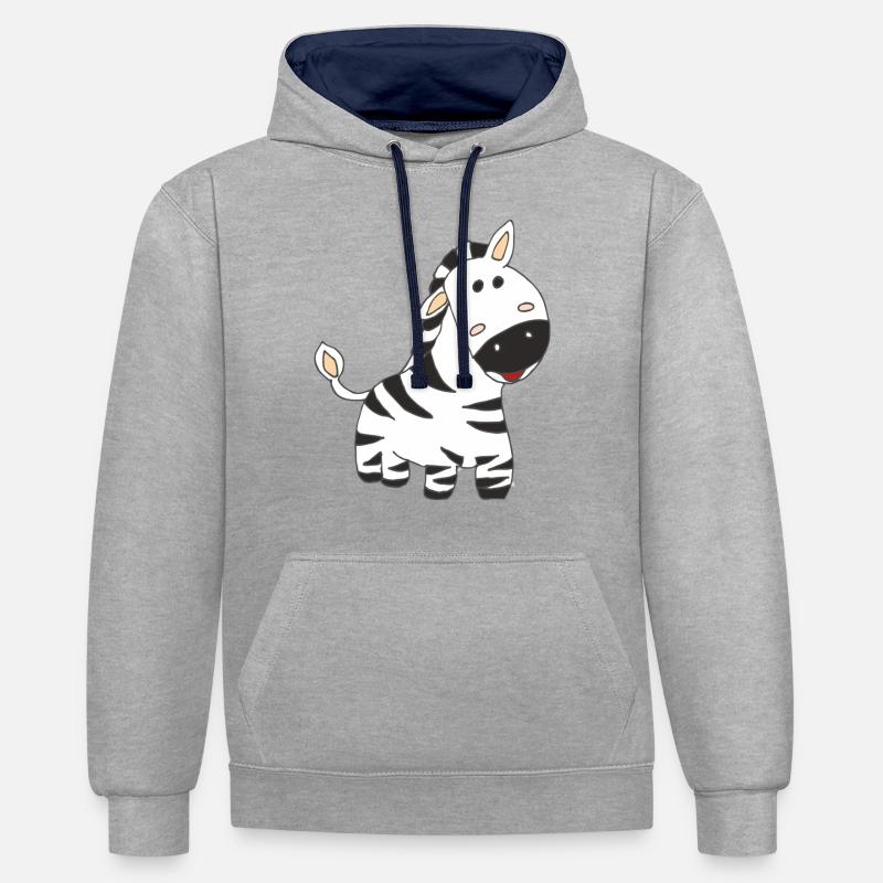 zèbre - Sweat à capuche contrasté - gris chiné/bleu marine