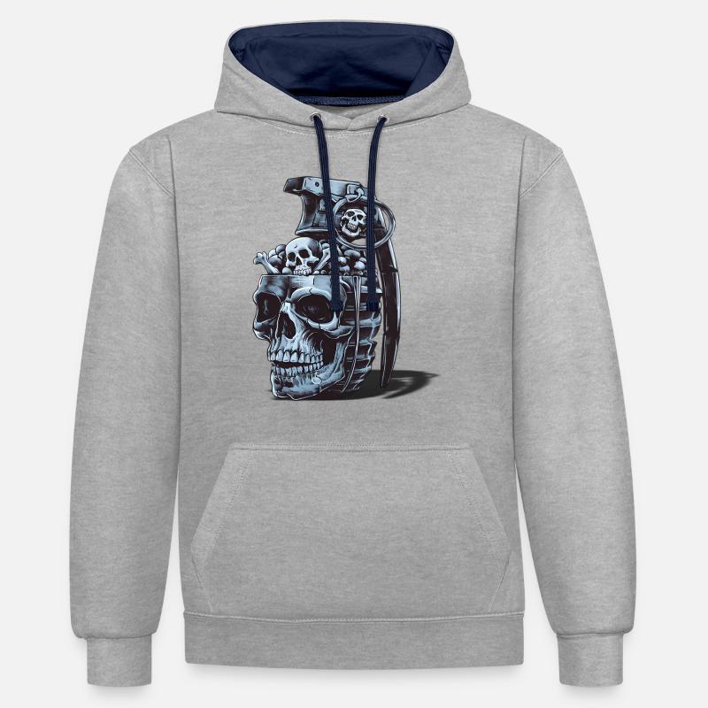 Conception de grenade squelette - Sweat à capuche contrasté - gris chiné/bleu marine