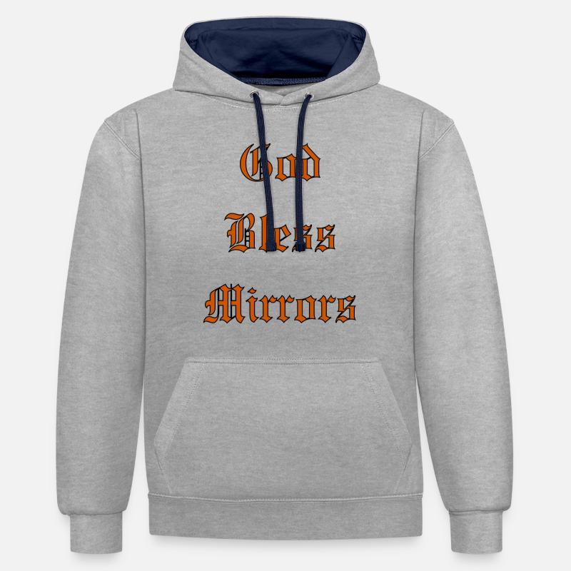 GodBlessMirrors - Sweat à capuche contrasté - gris chiné/bleu marine