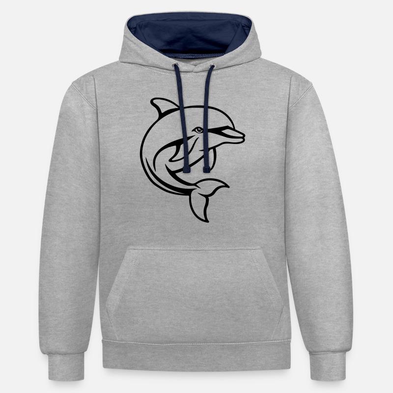 Bande dessinée Delfin - Sweat à capuche contrasté - gris chiné/bleu marine
