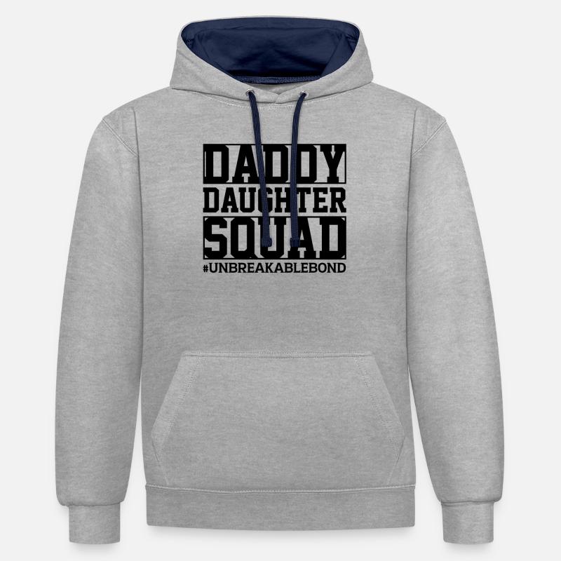 Daddy Daughter Squad Matching Père - Sweat à capuche contrasté - gris chiné/bleu marine