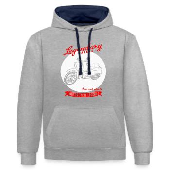 Simson Schwalbe Cyclomoteur RDA - Sweat à capuche contrasté - gris chiné/bleu marine - Devant - Liana (172cm) & Jaron (178cm)
