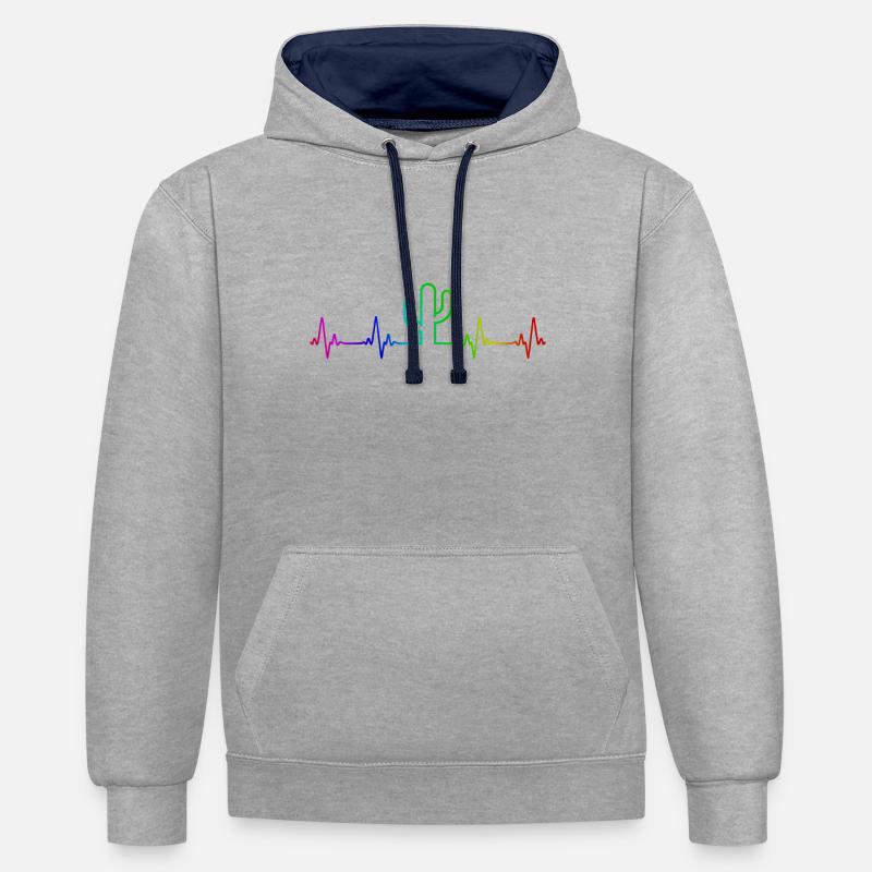 Rainbow Cactus Heartbeat - Sweat à capuche contrasté - gris chiné/bleu marine