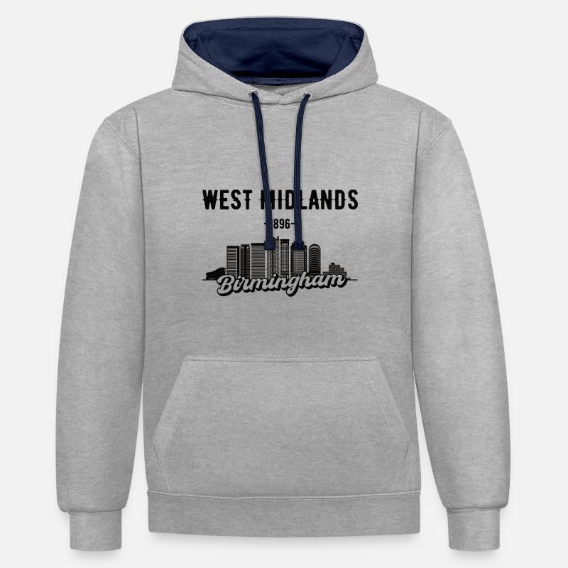 Birmingham West Midlands Home Gift - Sweat à capuche contrasté - gris chiné/bleu marine