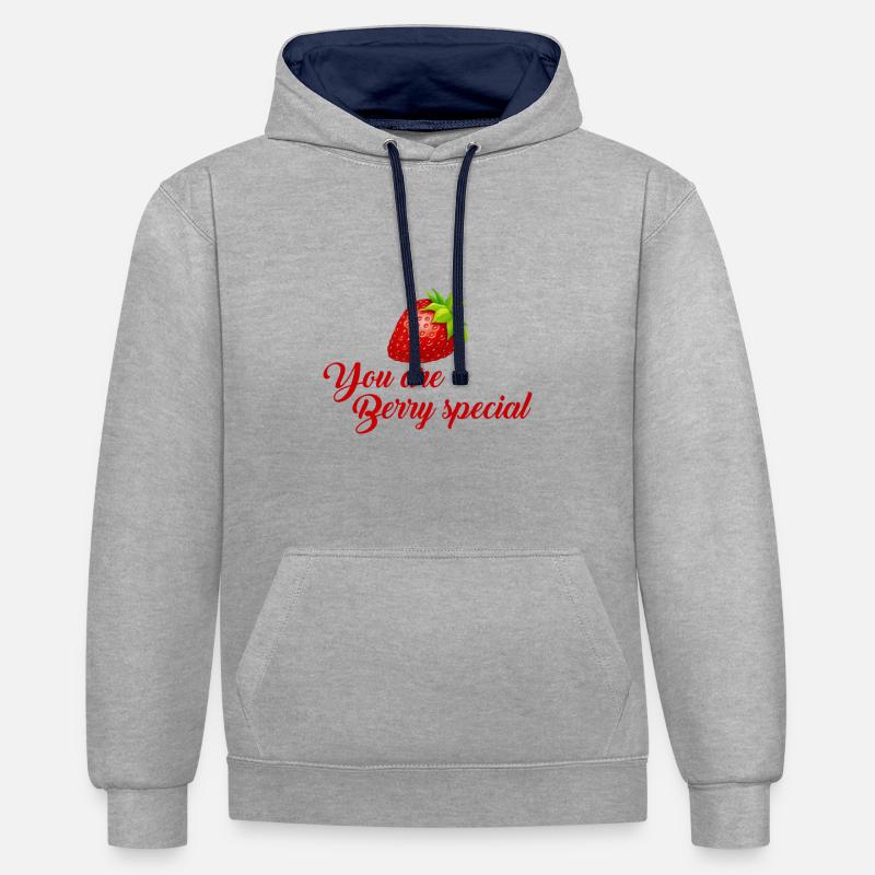 fraise - Sweat à capuche contrasté - gris chiné/bleu marine