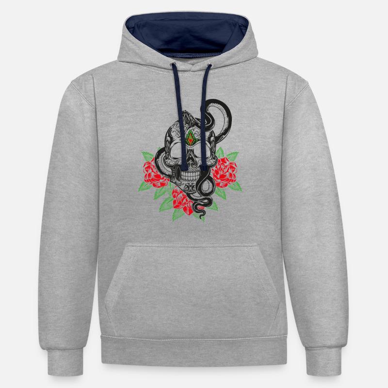 Crâne de serpent - Sweat à capuche contrasté - gris chiné/bleu marine